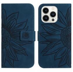  ART SUN FLOWER Husa portofel cu curea Apple i Phone 15 Pro albastru