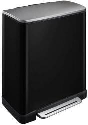 EKO E-Cube pedálos szelektív hulladékgyűjtő, 28+18 l, fekete/matt rozsdamentes acél