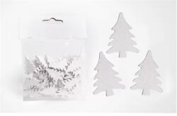Fa dísz, fenyőfa forma, 3x3cm, 24db/csomag fehér