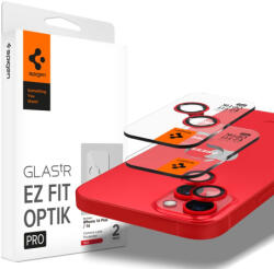 Spigen Ez Fit Optik 2x sticla temperata pentru camera pentru iPhone 14 / 14 Plus / 15 / 15 Plus, rosu