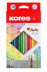 Kores Creioane colorate 12 culori + incl. 2 metalice + 1 neon kores (KO93310)