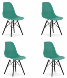 ARTOOL Set 4 scaune stil scandinav, Artool, Osaka, PP, lemn, verde si negru, 46x54x81 cm (3594_1S)