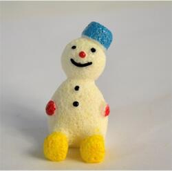 Karácsonyi figura hóember sárga csizmás, kék kalapos 3, 7cm hópofi (389853)