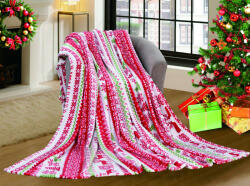 Pătură albă de micropluș de Crăciun BUCURIA DE CRĂCIUN Dimensiune: 160 x 200 cm