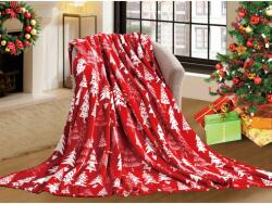  Pătură roșie cu microplush de Crăciun BRADUTI Dimensiune: 160 x 200 cm Patura