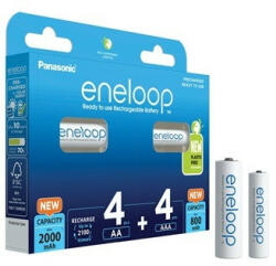 Panasonic eneloop 2000mAh HR6/4BP AA BK-KJMCDE44E 800mAh HR03/4BP AAA tölthető elem (eneloop-BK-KJMCDE44E)