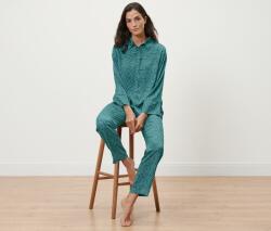 Tchibo Női pizsama, gombos, mintás, sötétzöld Sötétzöld, zsályaszínű nyomott mintával 42