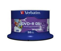 Verbatim DVD+R Double Layer WIDE PRINTABLE NO-ID SURFACE 8X 8.5GB Spindle 50 buc "43703 (43703)