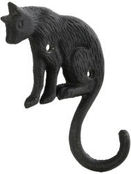 Esschert Design Öntöttvas macskás akasztó, fekete (LH139)