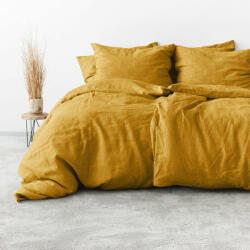 Goldea lenjerie de pat exclusivă din in - muştar 140 x 220 și 50 x 70 cm