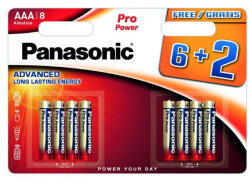 Panasonic AAA/mikro szuper tartós alkáli elem 1, 5 V (8 db) (LR03PPG-8BW-6-2F)