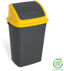 PLANET Billenőfedeles szemetes kuka, műanyag, antracit/sárga, 50 literes (UP011PS)