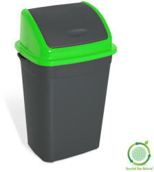 PLANET Billenőfedeles szemetes kuka, műanyag, antracit/zöld, 50 literes (UP011PZ)