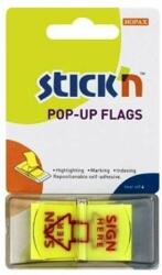 Stick'n Etichetă de marcare STICK N, 50 de coli, 45x25 mm, STICK N "Sign Here", galben neon (26015)