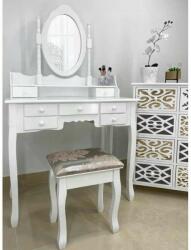 GardenLine MCT Szépségfésülködő asztal/smink, fehér, tükörrel és székkel, 90 (MCTART-PHO5513)