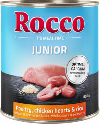 Rocco Rocco Pachet economic Junior 24 x 800 g - Pasăre cu inimi de pui & orez