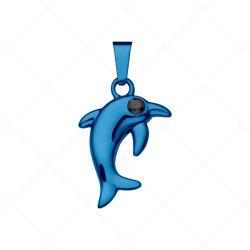  BALCANO - Dolphin / Nemesacél delfin medál cirkónia drágakövekkel és kék PVD bevonattal