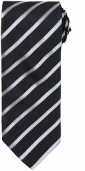 Premier Workwear Sportos csíkos nyakkendő - Fekete / ezüst (PR784-1000213244)
