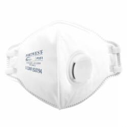 Portwest FFP3 szelepes, félbehajtható légzésvédő maszk (20 db) (fehér) (P351WHR)