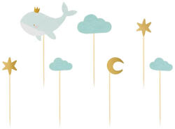 PartyDeco S. r. o Muffin jelölő, papír, bálnás, 7 db/cs