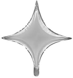 PartyDeco S. r. o Ezüst csillag fólia lufi, 4 pontos, 45 cm