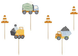 PartyDeco S. r. o Muffin jelölő, papír, építős járművek, 6 db/cs