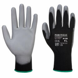 Portwest Nylon védőkesztyű PU tenyérmártott (fekete / szürke S) (A120K7RS)