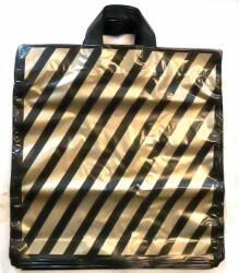  Szalagfüles táska, 40 x 42 cm, arany-fekete csíkos, nyomdázott, 25 db/csomag