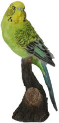 Esschert Design Faágon ülő papagáj polyresin szobor, zöld, kültéri és beltéri dekorációs kiegészítő (37000066-Z)