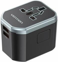 Vention 3-Port USB (C + A + A) Universal Travel Adapter (20W/18W/18W) fekete (FJCB0)