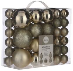 Christmas Gifts Karácsonyi függődísz-gömb készlet, 46 db, 4 / 6 / 8 cm, törhetetlen műanyag, pezsgő színű (XEH25220497)