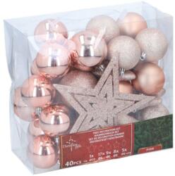 Christmas Gifts Karácsonyfa függődísz készlet 40 db, 6 / 7 / 8 cm, rózsaszín (XEH25209408)