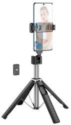 hoco. - Selfie Stick Wave (K18) - Stabil, BT 4.0, vezeték nélküli Bluetooth távirányítóval és 4 lábbal, 97 cm - Fekete (KF2314435)