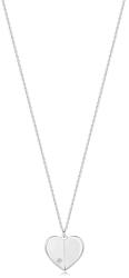Ekszer Eshop Gyémánt nyaklánc 925 ezüstből - szív magasított oldalakkal, kerek briliánssal