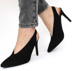 Zibra Pantofi eleganti de dama cu elastic la spate si toc inalt si subtire JL-21-BLACK (JL-21-BLACK)