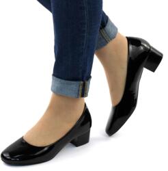 Zibra Pantofi de dama lacuiti cu toc patrat DE511-2S-BLACK (DE511-2S-BLACK_5AF3)