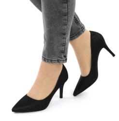 Zibra Pantofi de dama, stiletto, decorati cu glitter H7-BLACK (H7-BLACK_E48D)