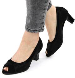 Zibra Pantofi comozi de dama, decupati in varf si pe laterale 835-8-BLACK (835-8-BLACK_DE6C)