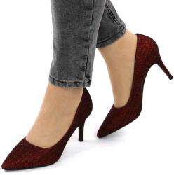 Zibra Pantofi de dama, stiletto, decorati cu glitter H7-WINE (H7-WINE_3438)