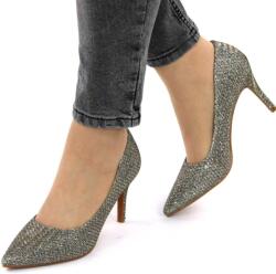 Zibra Pantofi de dama, stiletto, decorati cu glitter H7-GREY (H7-GREY_7336)