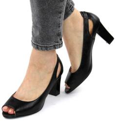 Zibra Pantofi comozi de dama, decupati in varf si pe laterale H30-BLACK (H30-BLACK_DE5F)