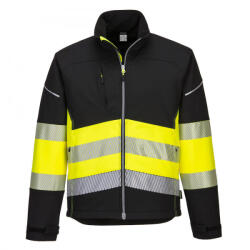 Portwest PW3 Hi-Vis Class 1 Softshell kabát (fekete/sárga 4XL) (PW375BKY4XL)
