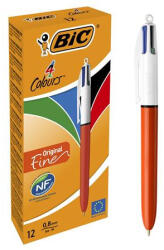 BIC Golyóstoll, 0, 3 mm, nyomógombos, négyszínű, BIC "4 Colours Fine (982867)