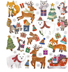 DP CRAFT Karácsonyi matrica, téli állatok ajándékokkal, 15x17cm (DPC-DPNK-100) - mesescuccok