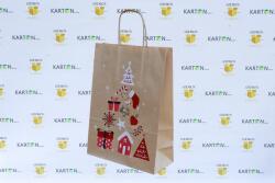 Szidibox Karton Sodrottfüles papírtáska, papírszatyor 26x35+12cm barna bordázott "karácsony (SZID-01534)