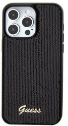 GUESS Husa Guess compatibila cu iPhone 15 Pro, Sequin Script Metal, Negru (3666339172893)