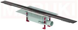 ACO Rigola de dus modulara ACO ShowerDrain S+ cu inaltime standard, flansa textila, gratar Stripes din inox, finisaj negru, lungime 1000mm