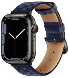 HOCO Apple Watch Series 9 45mm wa18 pótszíj (egyedi méret, szilikon, bőr hatású, állítható, 3d rombusz minta) sötétkék (WA18_BLU)