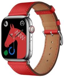 HOCO Apple Watch Series 9 45mm wa17 pótszíj (egyedi méret, szilikon, bőr hatású, állítható) piros (WA17_RED)