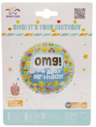 Héliumos fólia lufi 45 cm Happy Birthday emoji (FB-1134)